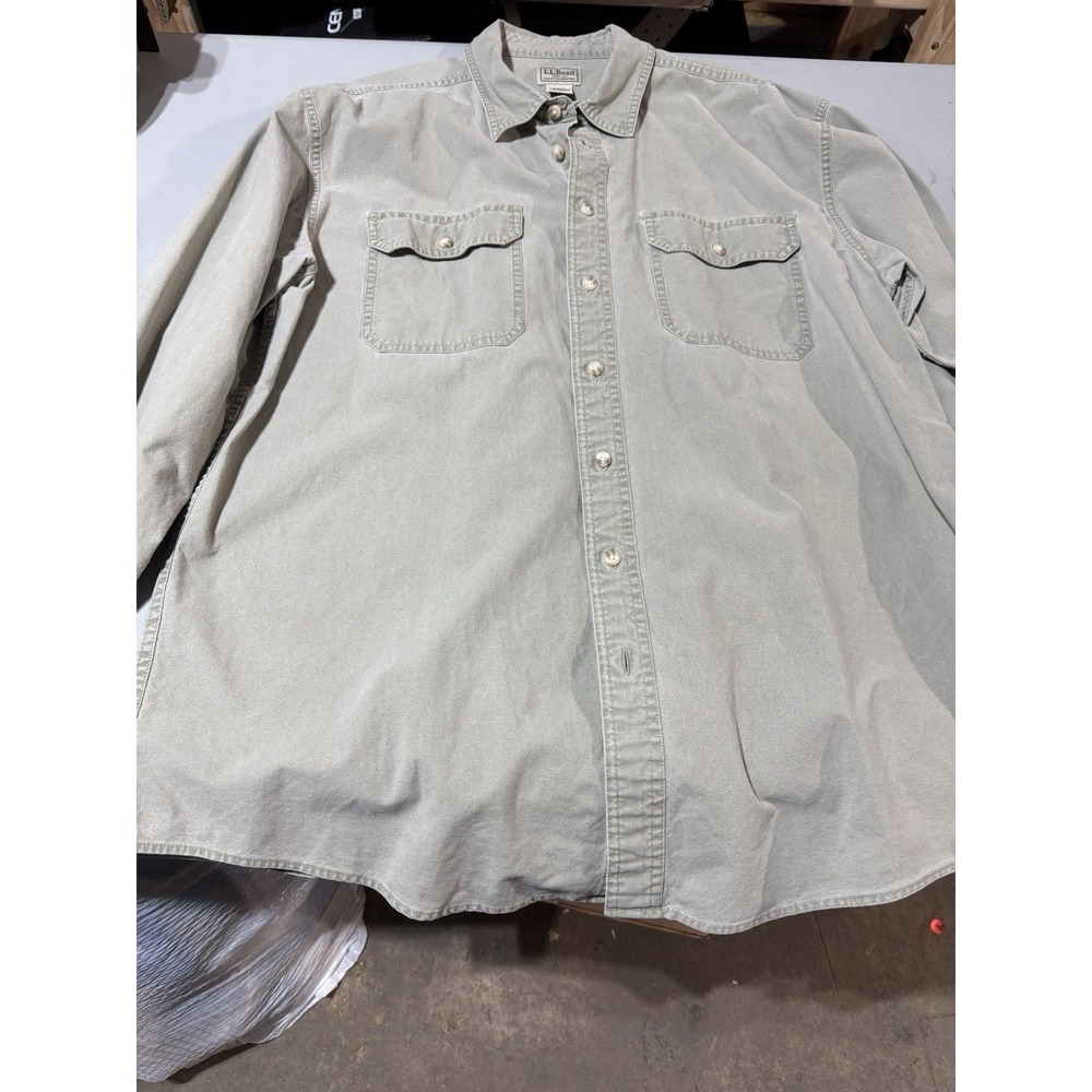 LL Bean Denim Shirt Mens L Vintage Cotton Pockets Long Sleeve Button Up Lot Of 3